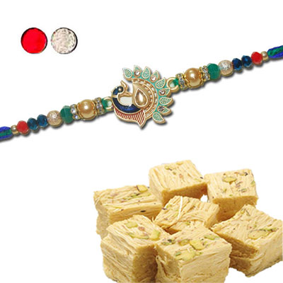 "Rakhi - ZR-5620 A (Single Rakhi), 500gms Haldiram Soanpapdi  - Click here to View more details about this Product